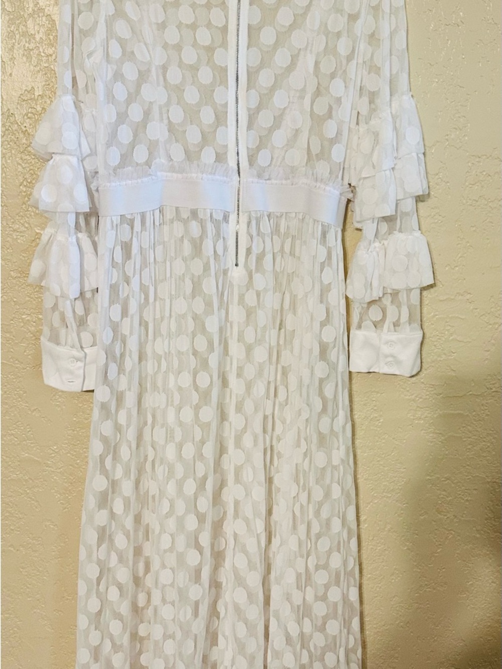 🤍🤍White Sheer Polka Dot Maxi Dress🤍🤍 - Picture 5 of 7